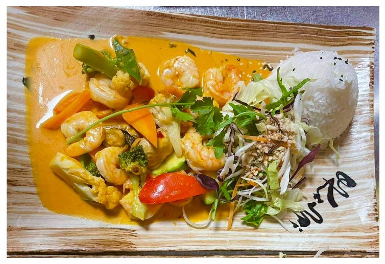 Roter Curry mit Reis (scharf)